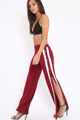 Wine Side Popper White Stripe Trousers - Sady