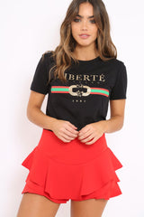 Black Liberte Slogan T-shirt - Eleanor