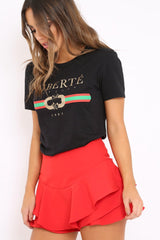 Black Liberte Slogan T-shirt - Eleanor