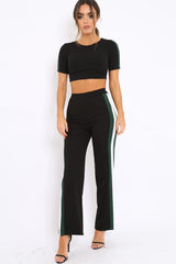 Black with Green and White Side Stripe Co-ord - Michelle