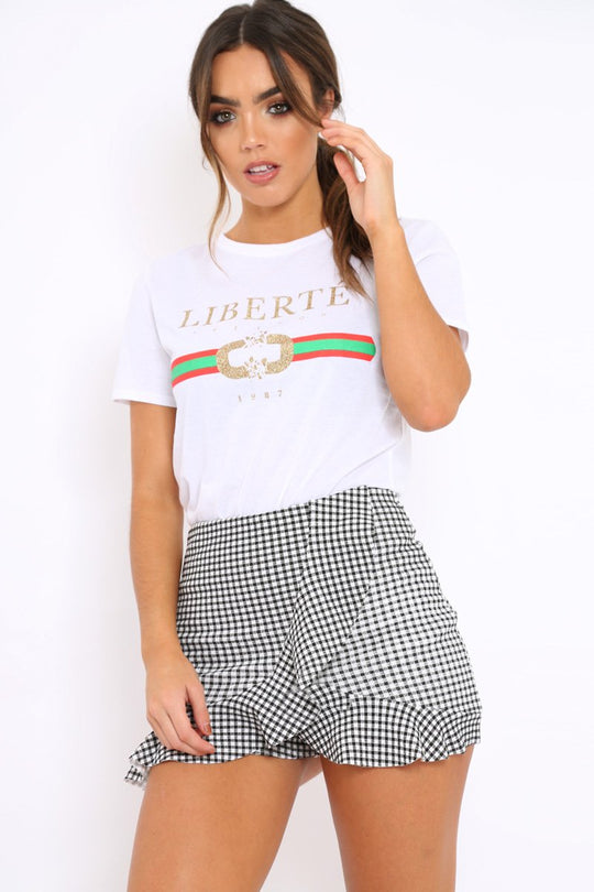 White Liberte Slogan T-shirt - Eleanor