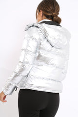 Silver Metallic Puffer Jacket - Rochelle