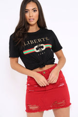 Red Denim Rip Mini Skirt - Selenia