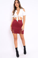 White Tie Front Cold Shoulder Crop Top - Ellinor