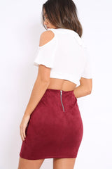 White Tie Front Cold Shoulder Crop Top - Ellinor