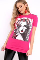 Fuchsia Vogue Slogan T-shirt - Alana