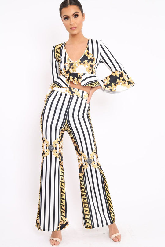 White Pattern Print Co-ord -Hasna