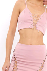 Rose Lace up Front Co-ord Set - Presley