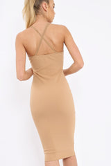 Camel Strap Bra Cup Detail Midi Dress - Helsa