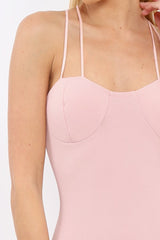 Nude Strap Bra Cup Detail Midi Dress - Helsa