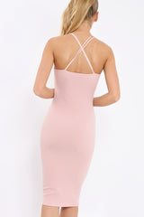 Nude Strap Bra Cup Detail Midi Dress - Helsa