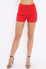 Red High Waisted Shorts - Alicina