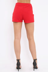 Red High Waisted Shorts - Alicina