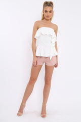 White Bandeau Frill Top - Priah
