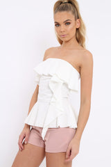 White Bandeau Frill Top - Priah