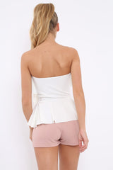 White Bandeau Frill Top - Priah