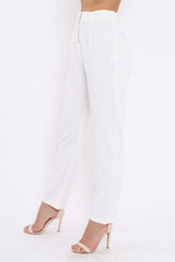 White High Waisted Trousers - Zeenia