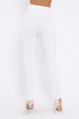 White High Waisted Trousers - Zeenia