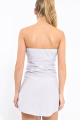 Grey Stripe Bardot Tie Around The Waist Dress - Gwen
