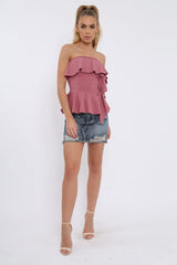 Rose Bandeau Frill Top - Priah