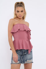 Rose Bandeau Frill Top - Priah