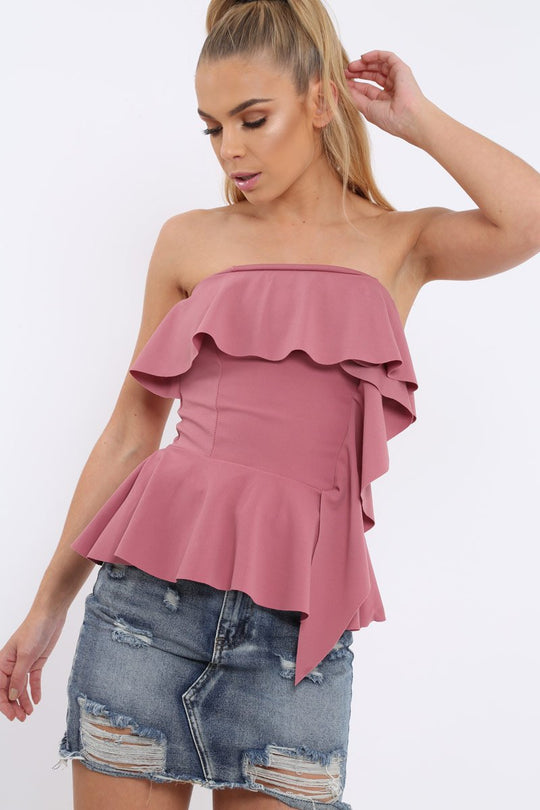 Rose Bandeau Frill Top - Priah