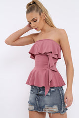 Rose Bandeau Frill Top - Priah