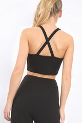 Black Cross Over Crop Top - Kennie