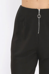 Black High Waisted Trousers - Zeenia