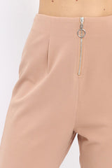 Camel High Waisted Trousers - Zeenia