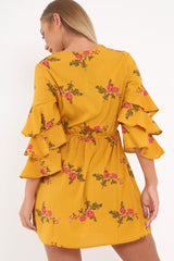 Yellow Floral Button Up Dress - Jenine