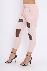 Pink Fish Net Panel Detail Joggers - Mikaela