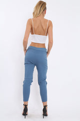 Navy Fish Net Panel Detail Joggers - Mikaela