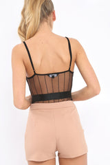 Black And Nude Lace Bodysuit - Sharlisa