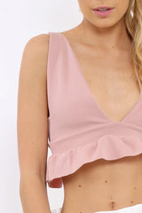 Rose Frill Hem Crop Top - Keya