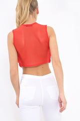 Orange Cross Over Mesh Crop Top - Mayce