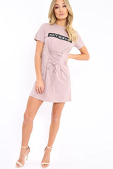 Mauve 'Ain't No Wifey' Slogan T-Shirt Corset Dress - Natalie