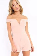 Nude Plunge Bardot Playsuit - Fae