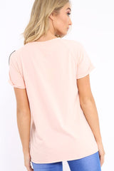 Pink Distressed Embellished T-Shirt - Arya