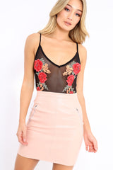 Mesh Applique Rose Bodysuit - Malena