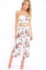 White Floral Cullotes - Destini