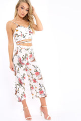 White Floral Cullotes - Destini