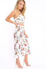 White Floral Cullotes - Destini