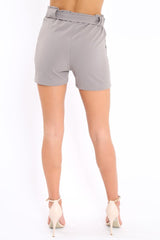 Grey Paperbag Tie Waist Shorts - Billie