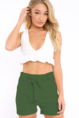 Khaki Paperbag Tie Waist Shorts - Billie