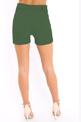 Khaki Paperbag Tie Waist Shorts - Billie