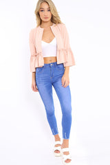 Nude Frill Bell Sleeve Blazer - Zarra