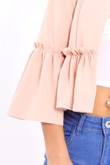 Nude Frill Bell Sleeve Blazer - Zarra