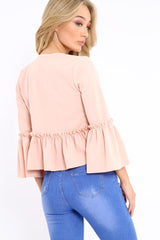 Nude Frill Bell Sleeve Blazer - Zarra