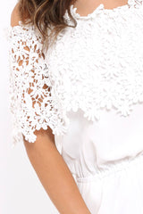 White Crochet Playsuit - Bec